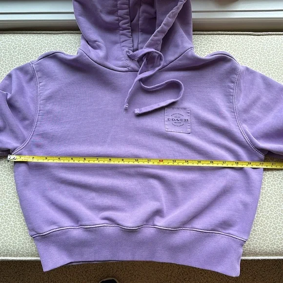 Coach Garment Dye Cropped Hoodie, Lavender, size XS with Coach patch on chest - Picture 6 of 9